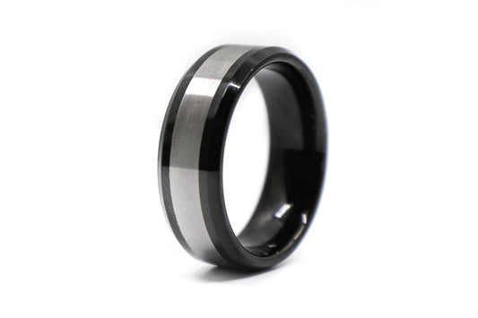 black and silver wedding band