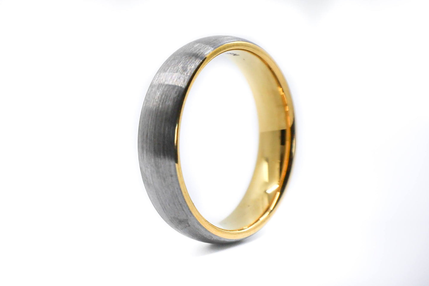 silver gold thin mens wedding band