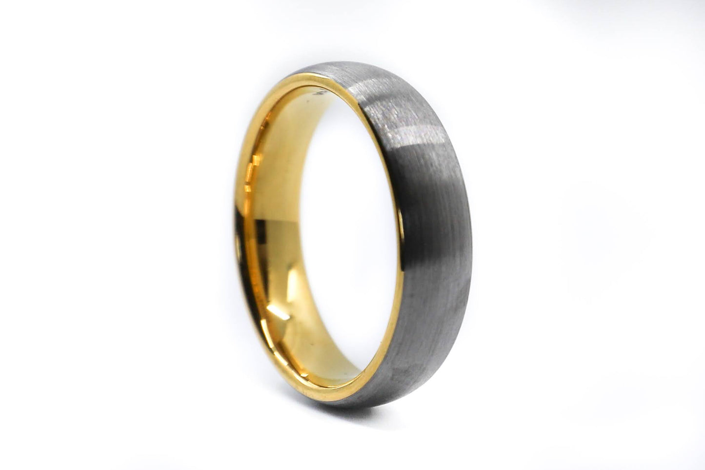 silver gold thin mens wedding ring