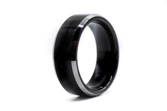 metallic black mens wedding ring