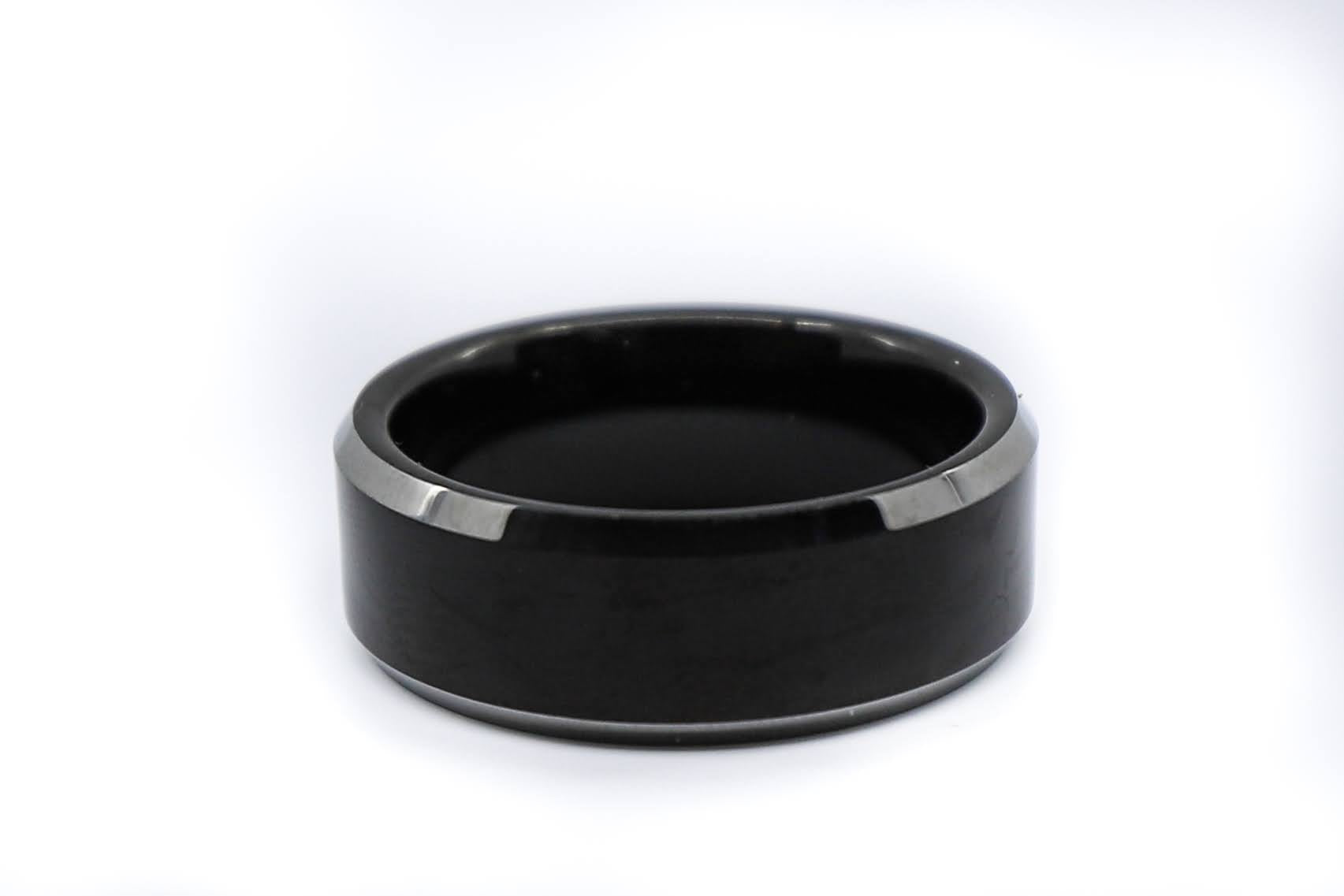 metallic black mens wedding ring