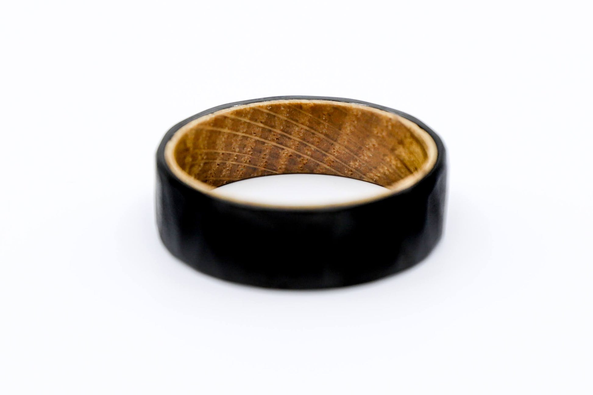 whiskey barrel wood black mens ring